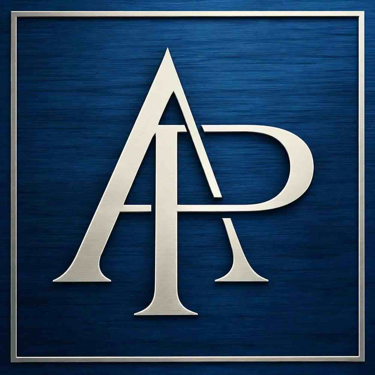 immagine che ritrae il logo dello studio legale Prandi su sfondo blu due lettere AP